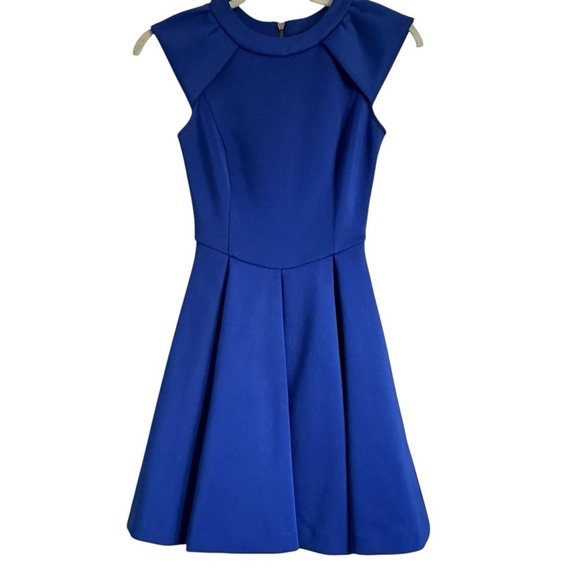 TED BAKER KIPP NEOPRENE ROYAL BLUE SKATER DRESS SIZE 2 - Picture 7 of 16